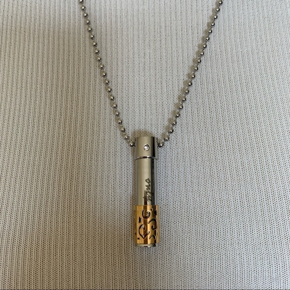 Only love capsule necklace on silver tone beaded chain